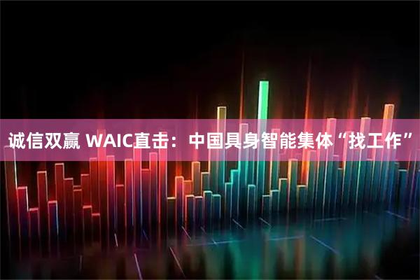 诚信双赢 WAIC直击：中国具身智能集体“找工作”